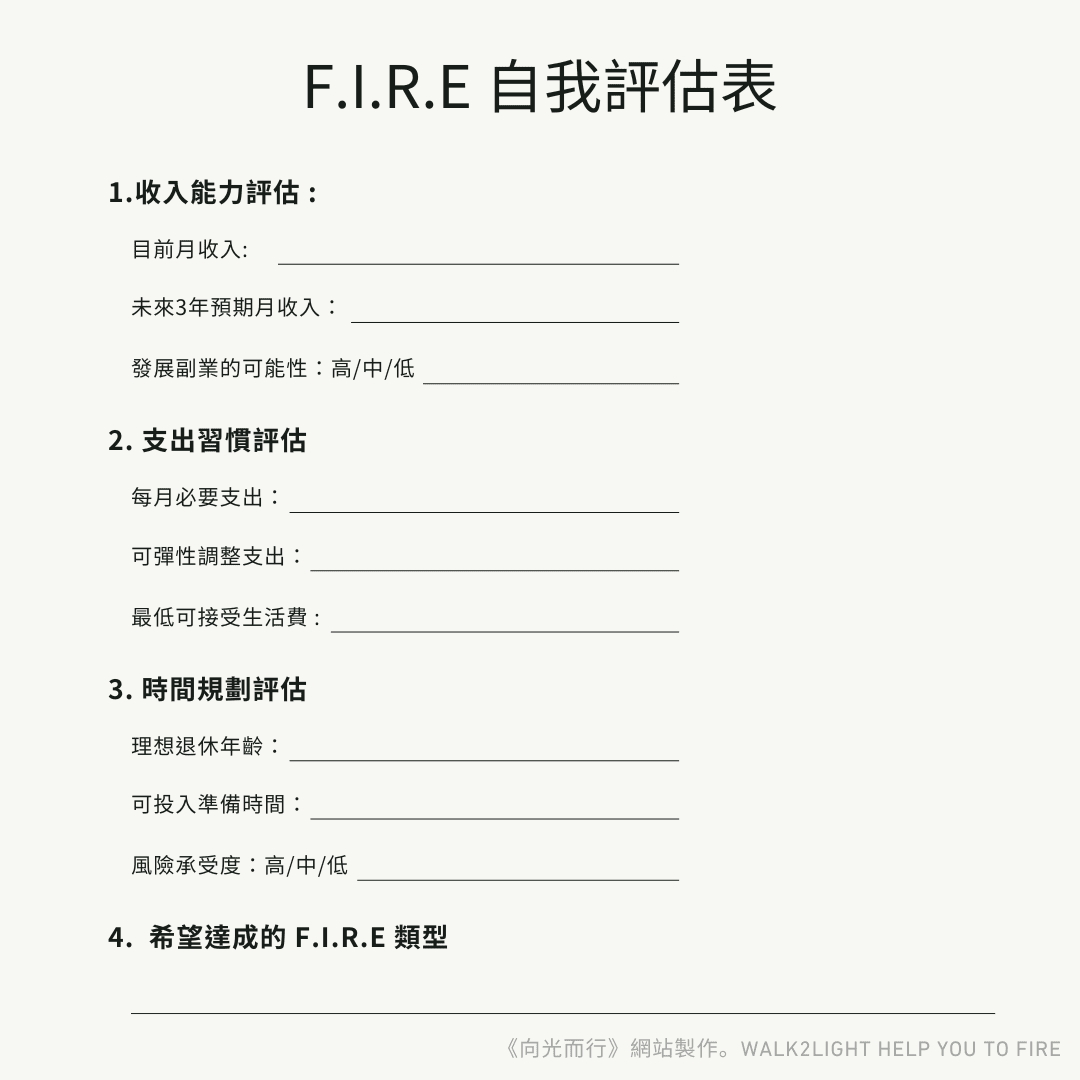 F.I.R.E-自我評估表